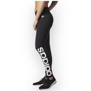 Adidas Women’s Mix Fab Compression Pants - Black Graphic, Small, Pre-Owned P125